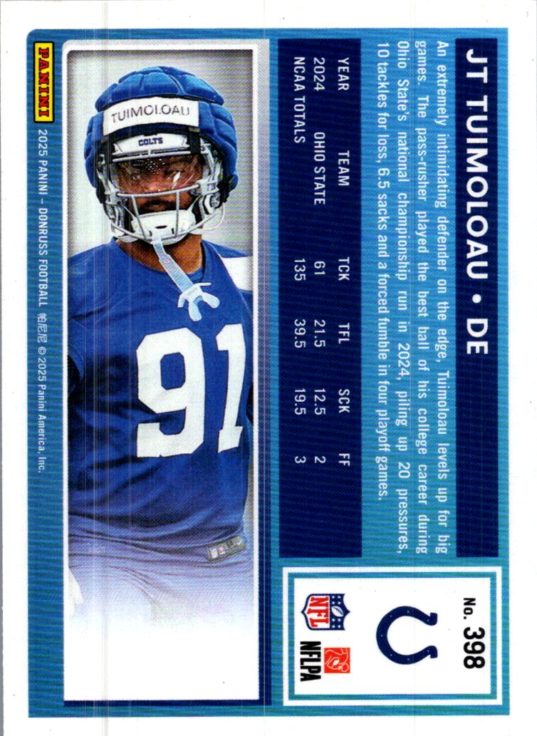 2025 Donruss Football JT Tuimoloau #398 Press Proof Purple