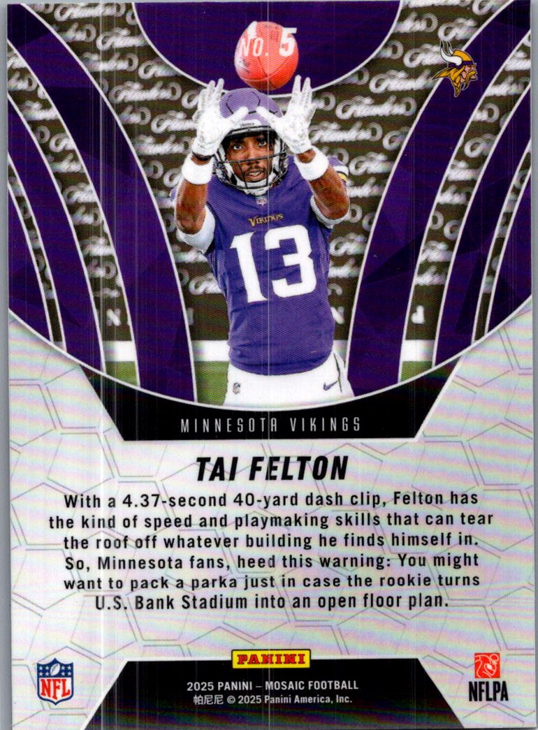 2025 Panini Mosaic Football Elevate Tai Felton #5 RC