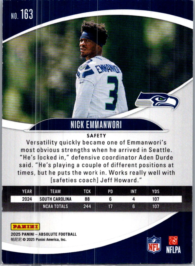 2025 Panini Absolute Football Nick Emmanwori #163 RC