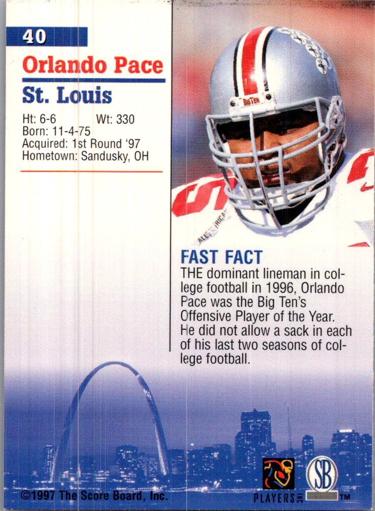 1997 Score Board Autographed Collection Orlando Pace #40 Auto