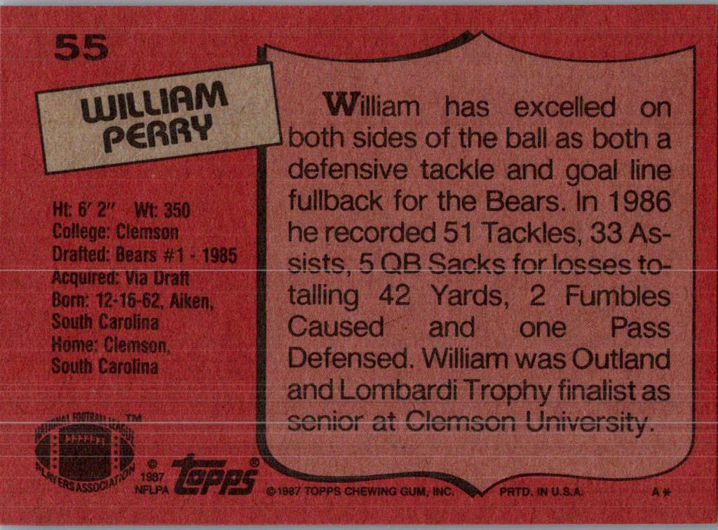 1987 Topps William Perry #55