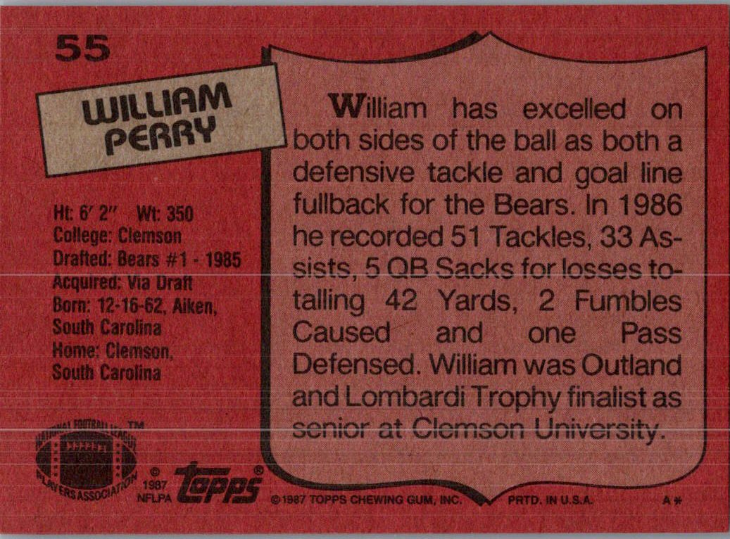 1987 Topps William Perry #55