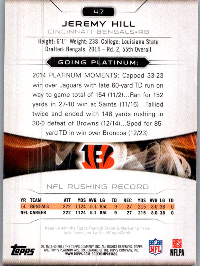 2015 Topps Platinum Jeremy Hill #47