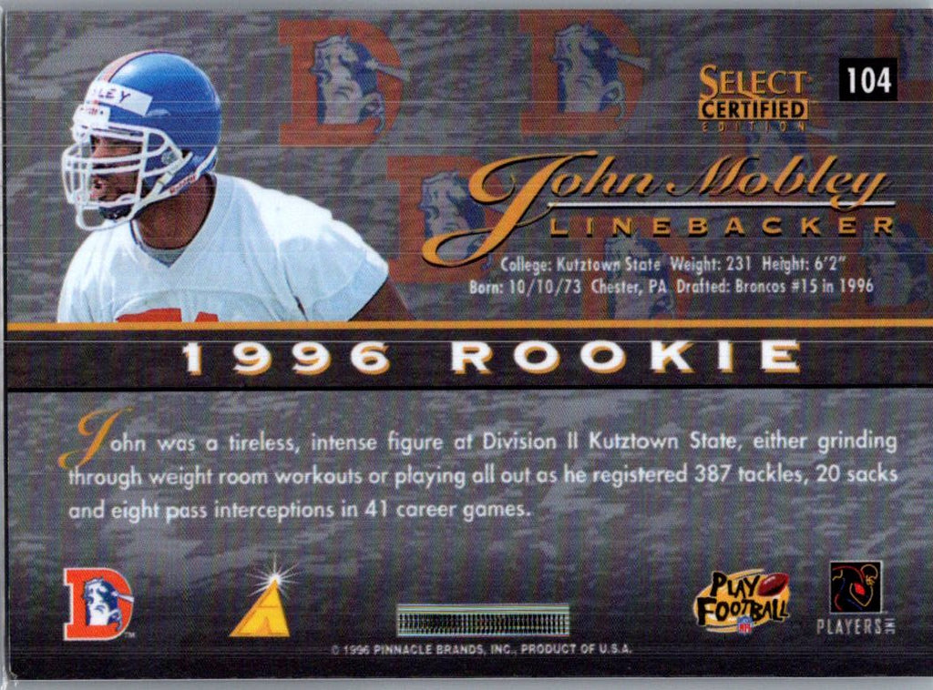 1996 Select Certified Edition John Mobley #104