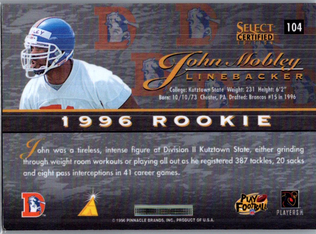 1996 Select Certified Edition John Mobley #104