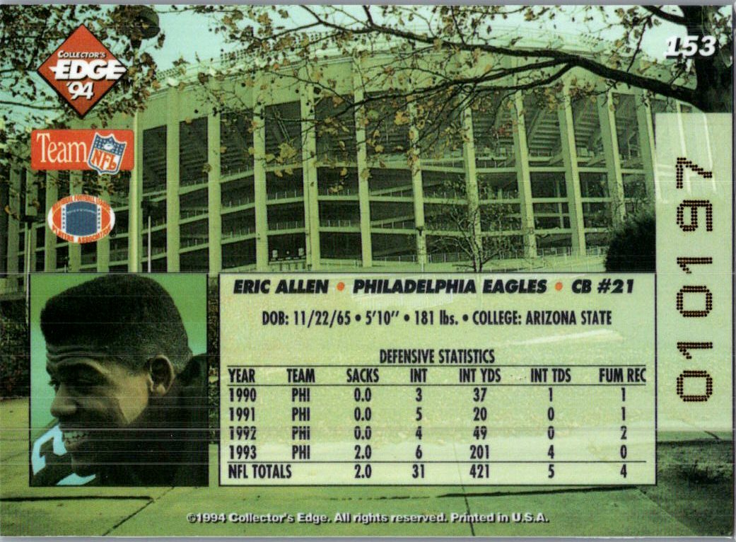 1994 Collector's Edge Eric Allen #153