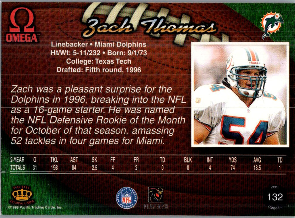 1998 Pacific Omega Zach Thomas #132