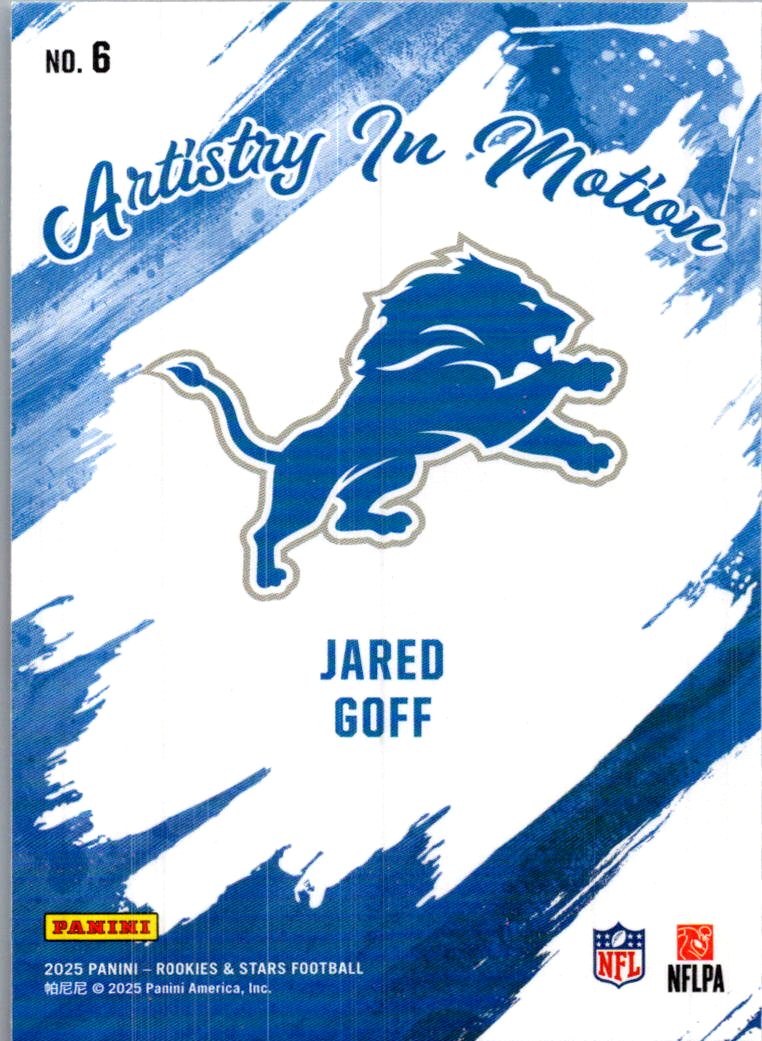 2025 Panini Rookies & Stars Artistry in Motion Jared Goff #6