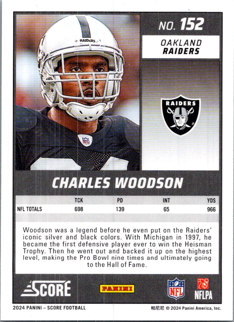 2024 Panini Score Football Charles Woodson #152 Green