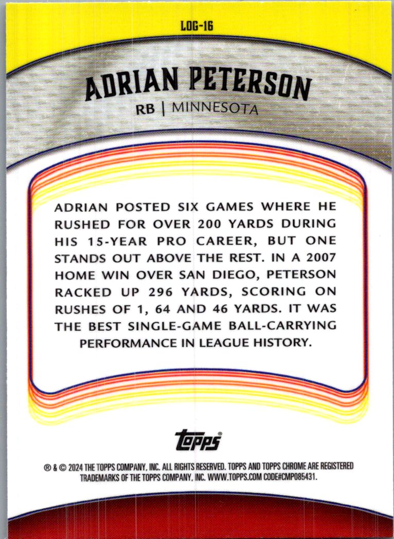 2024 Topps Chrome Legends of the Gridiron Adrian Peterson #LOG-16