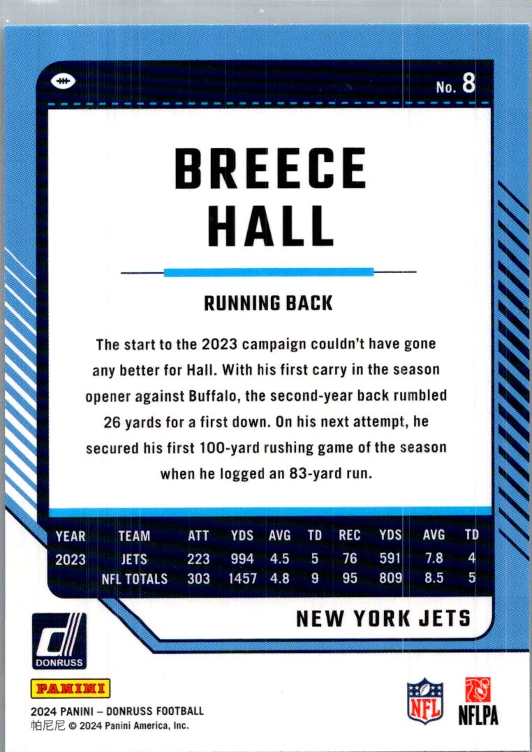 2024 Donruss Breece Hall #8 Green Press Proof