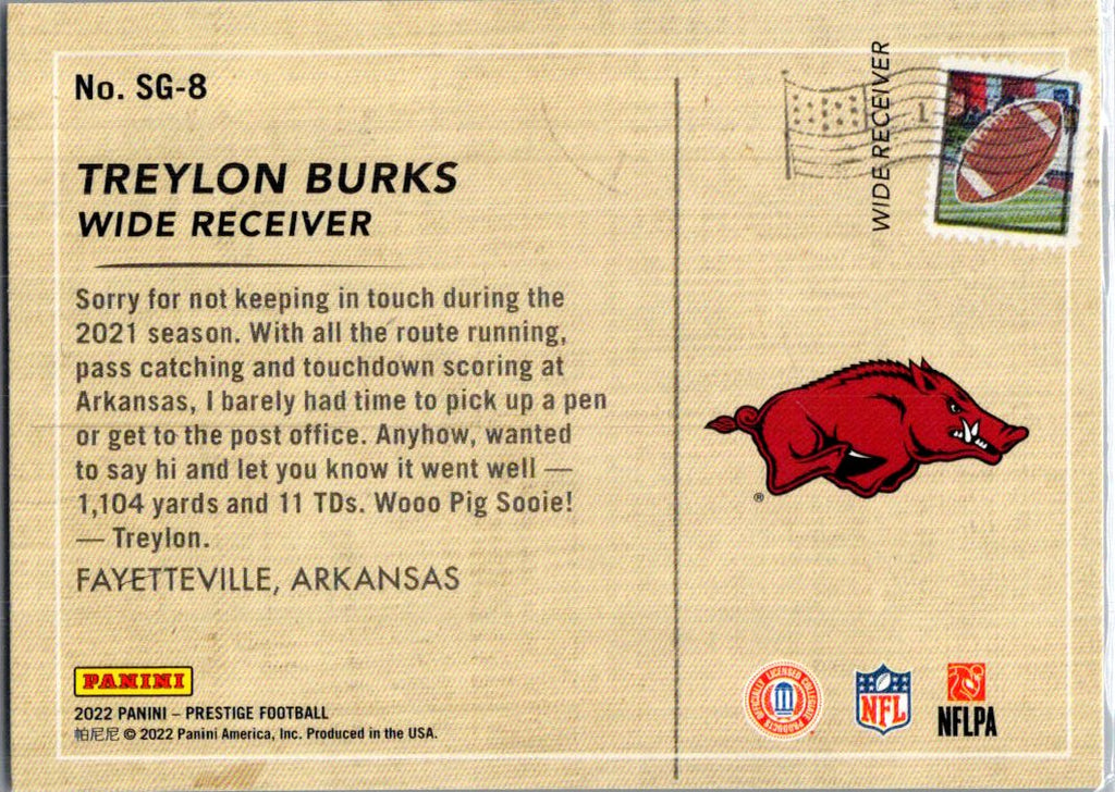 2022 Panini Prestige Treylon Burks #SG-8 RC