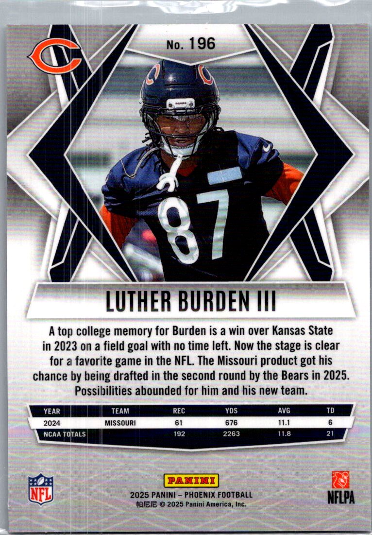 2025 Panini Phoenix Football Luther Burden III #196 RC