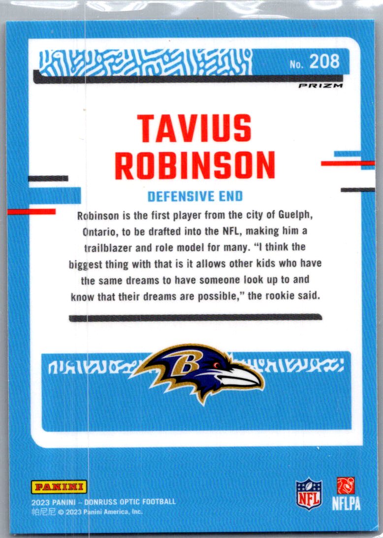 2023 Panini Donruss Optic Tavius Robinson #208 Purple Shock