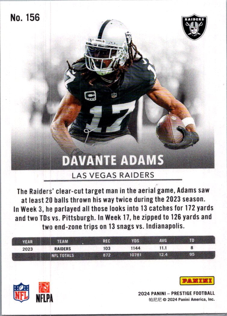 2024 Panini Prestige Davante Adams #156 Xtra Points