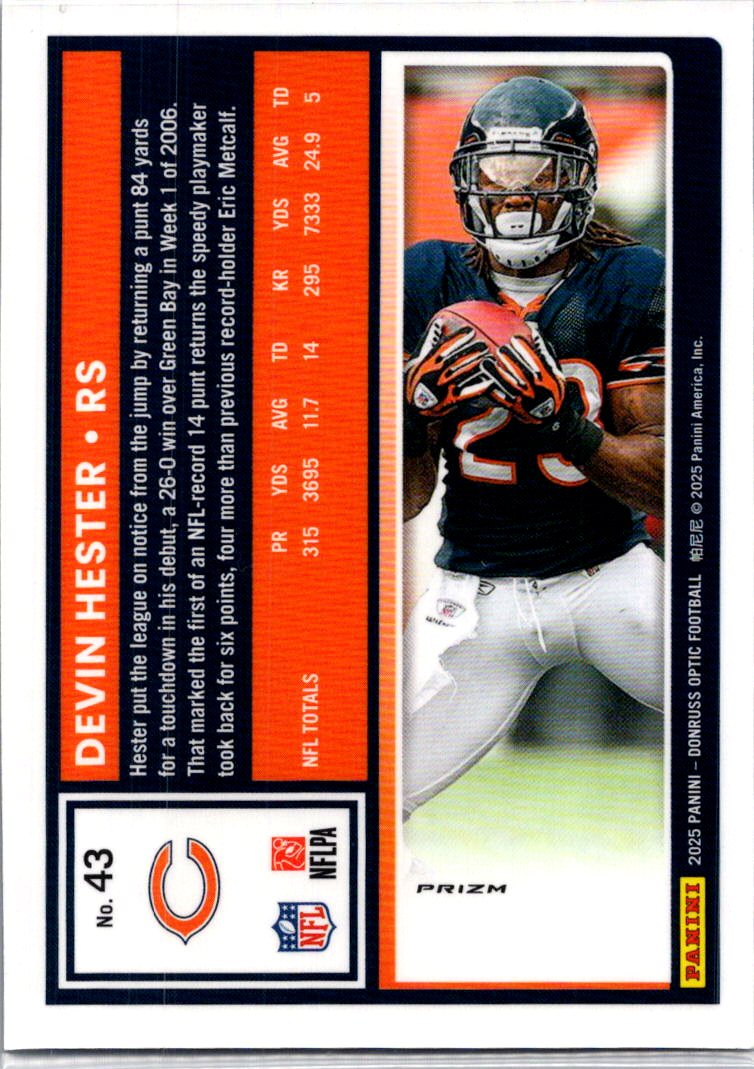 2025 Panini Donruss Optic Devin Hester #43 Holo