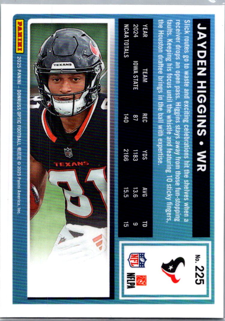 2025 Panini Donruss Optic Jayden Higgins #225