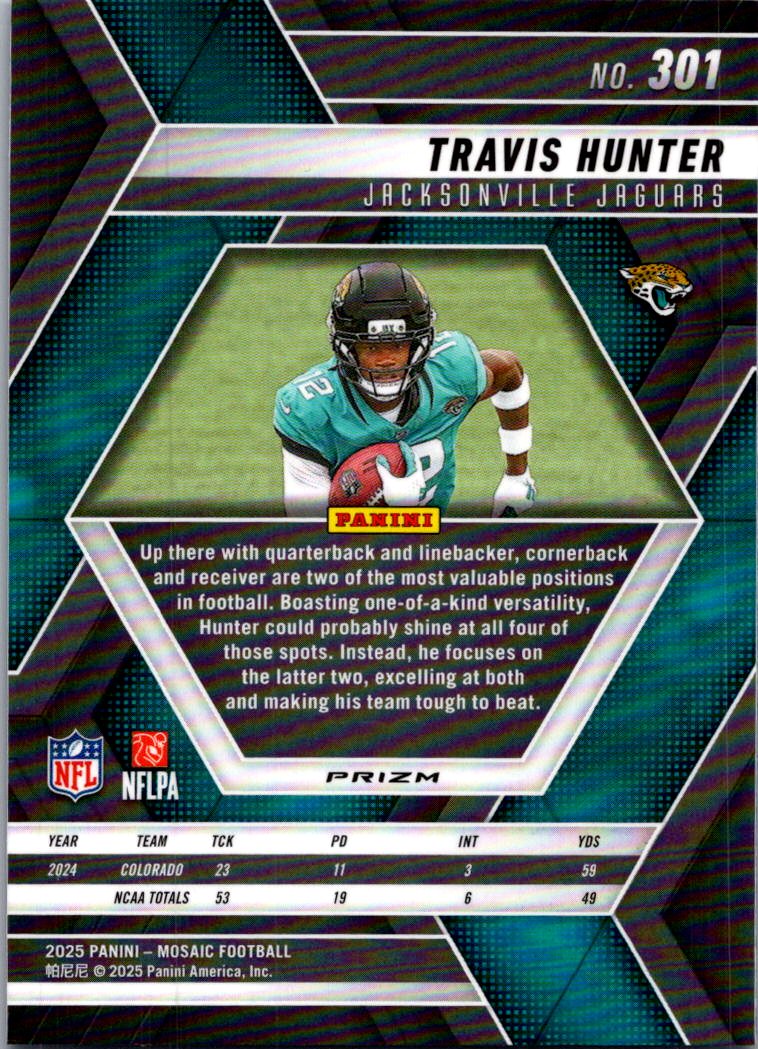 2025 Panini Mosaic Football Travis Hunter #301 Blue Scope RC
