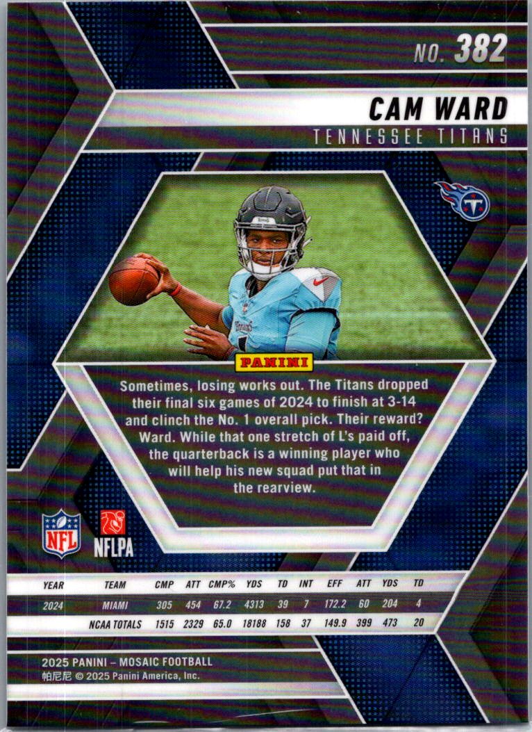 2025 Panini Mosaic Football Cam Ward #382