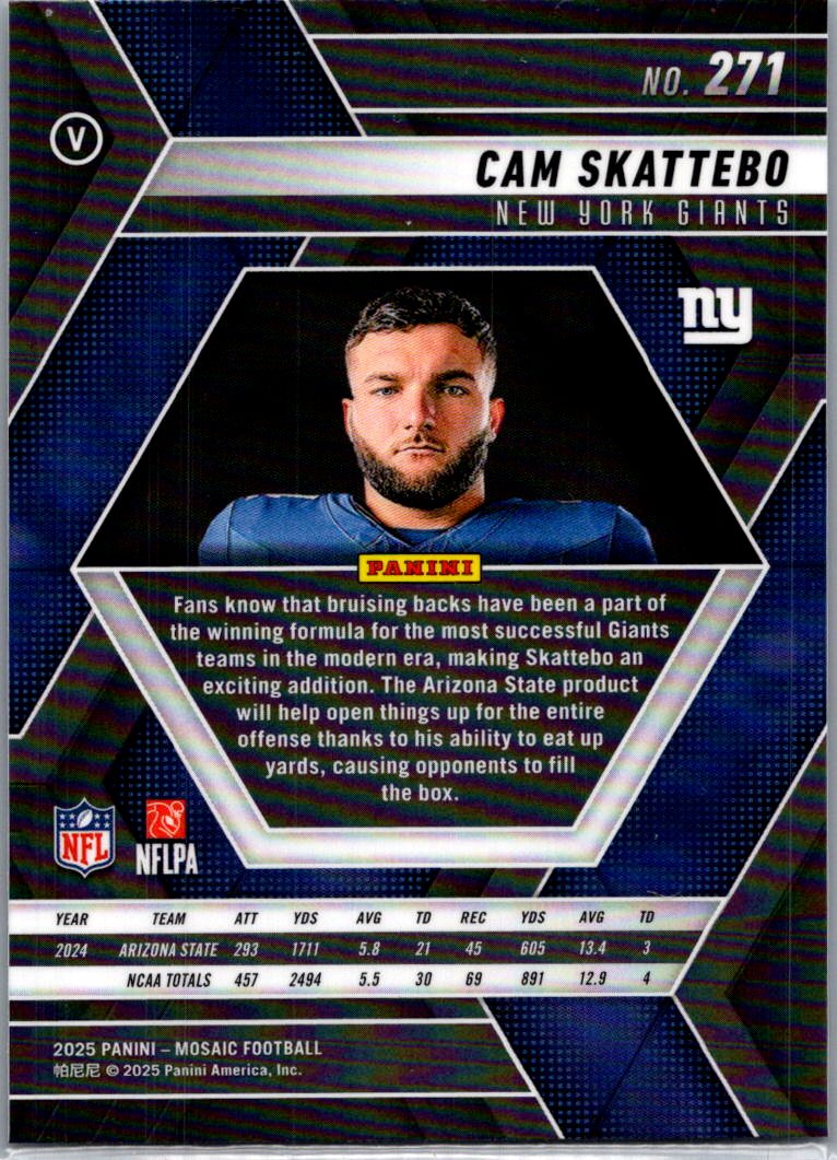 2025 Panini Mosaic Football Cam Skattebo #271 RC