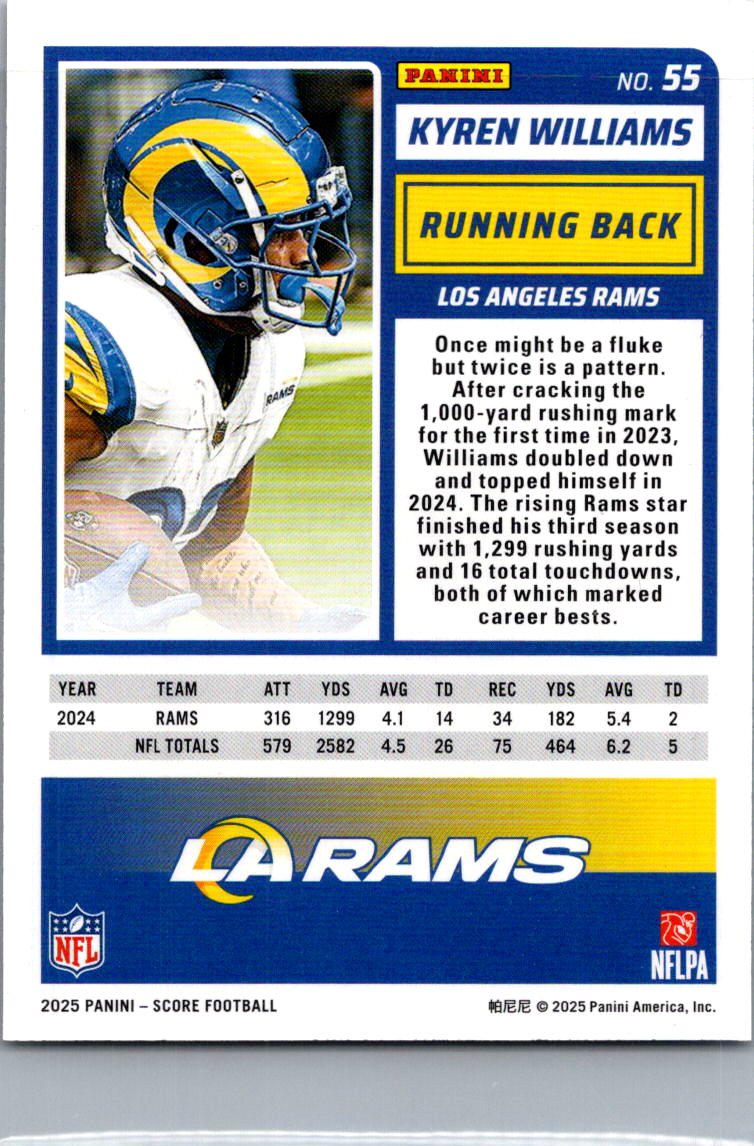 2025 Panini Score Kyren Williams #55 Green