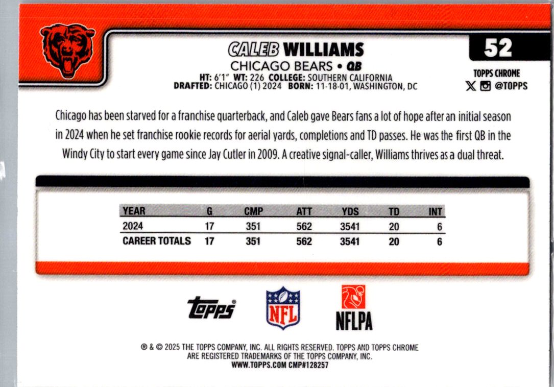 2025 Topps Chrome Caleb Williams #52