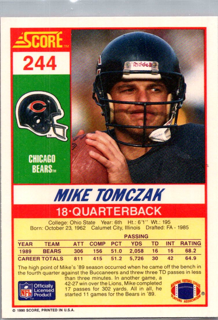 1990 Score Mike Tomczak #244