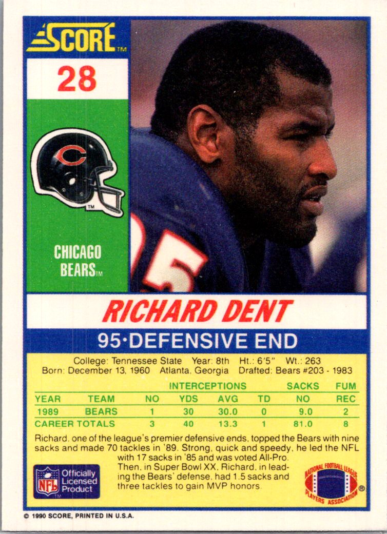 1990 Score Richard Dent #28