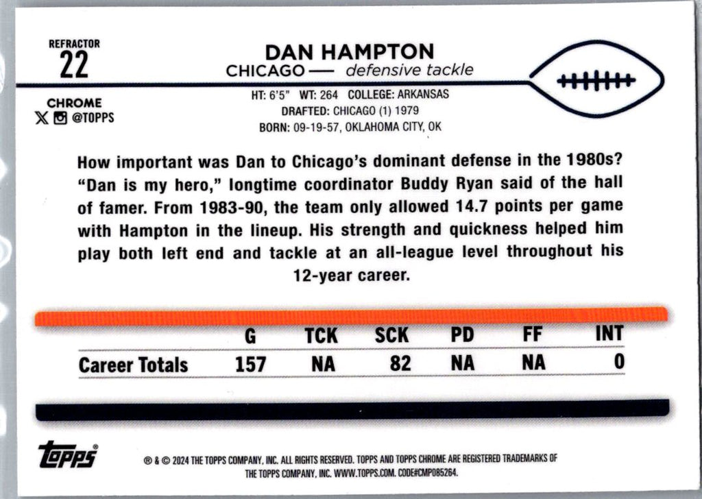 1983 Topps Chrome Dan Hampton #22 Refractor
