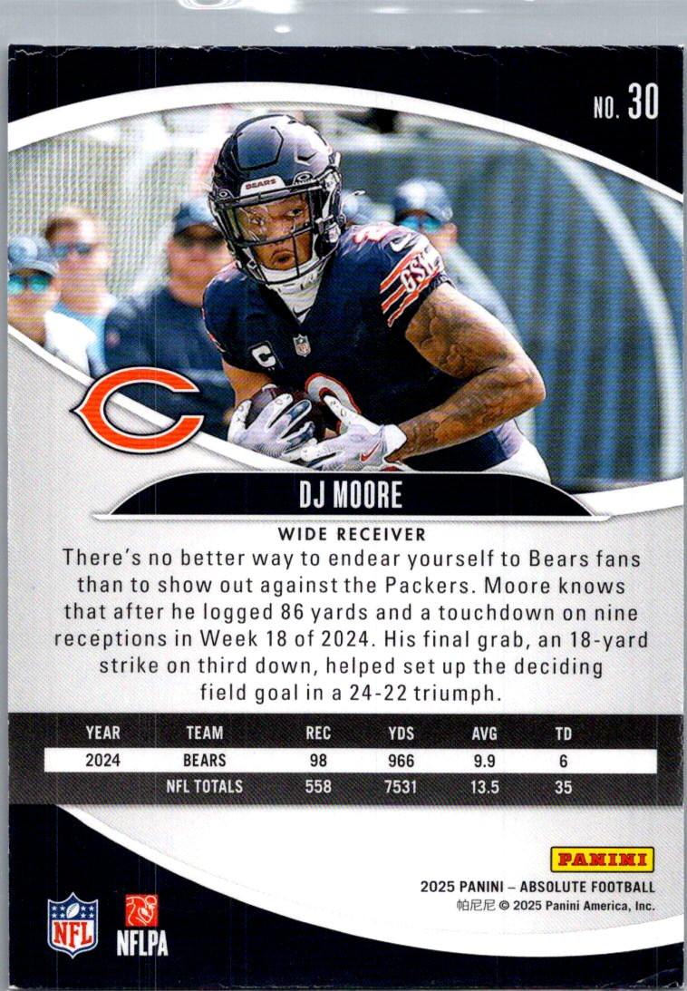 2025 Panini Absolute Football DJ Moore #30