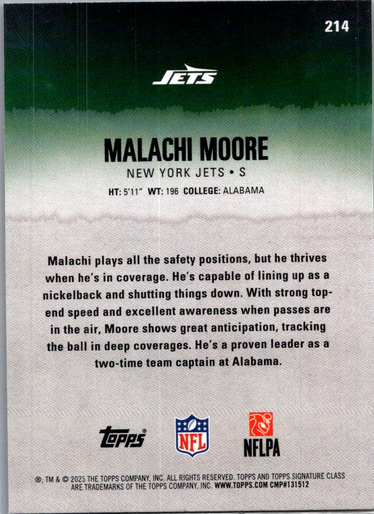 2025 Topps Composite Malachi Moore #214 Yellow & Black RC