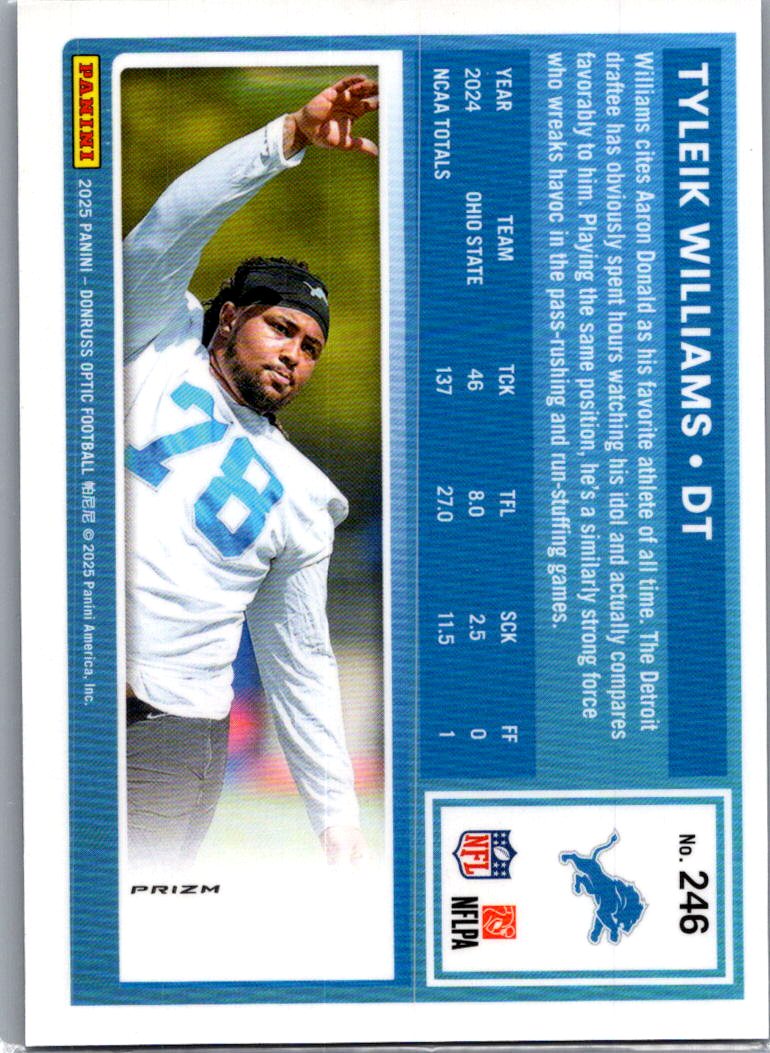 2025 Panini Donruss Optic Tyleik Williams #246 Purple Scope