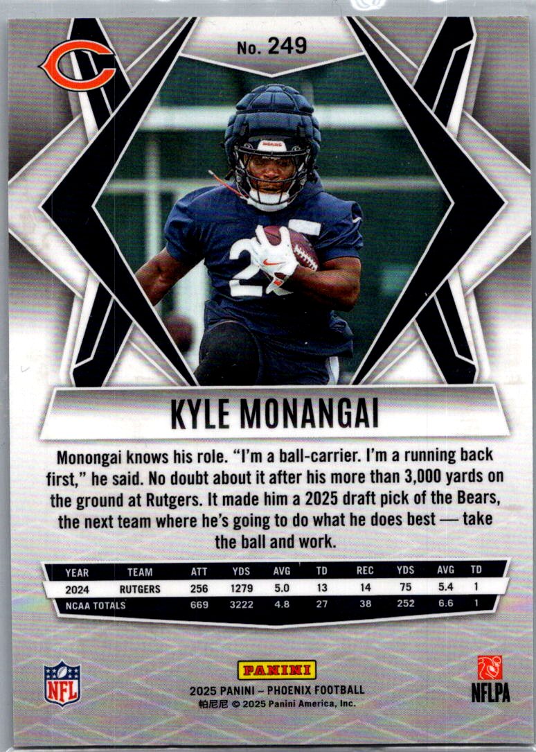 2025 Panini Phoenix Football Kyle Monangai #249 RC