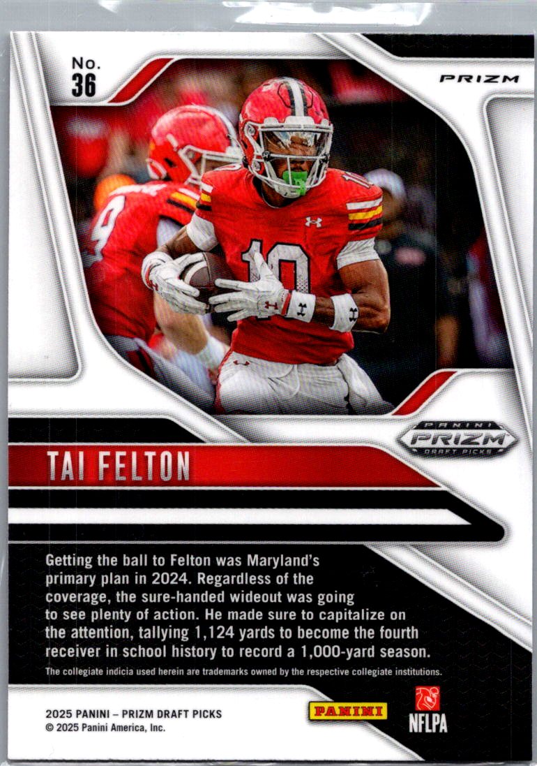 2025 Panini Prizm Draft Picks Tai Felton #36 Purple RC