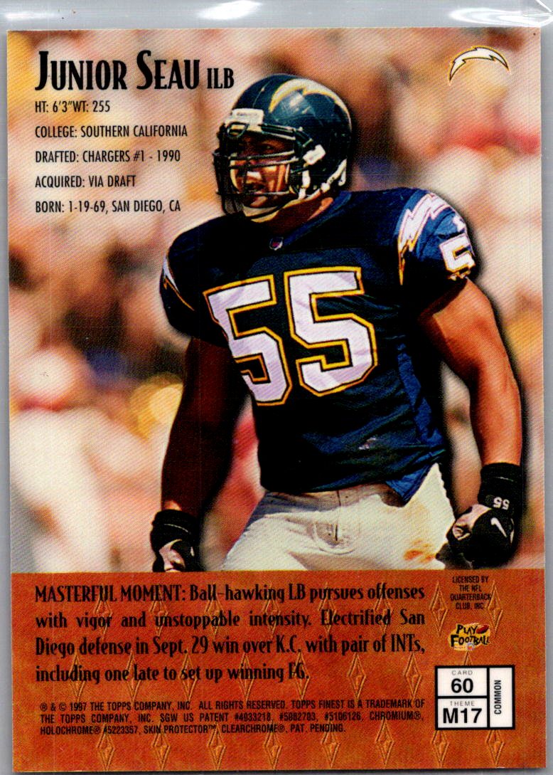 1997 Topps Finest Masters Junior Seau #M17 Bronze With Protective Coating