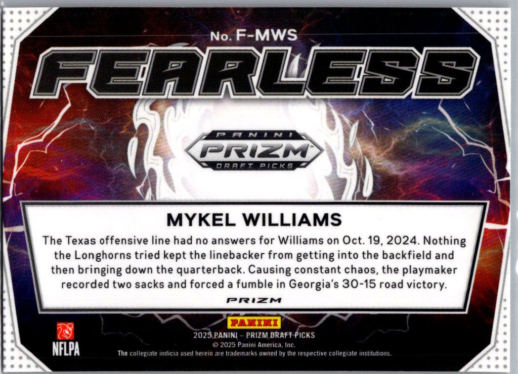 2025 Panini Prizm Draft Picks Fearless Mykel Williams #F-MWS RC