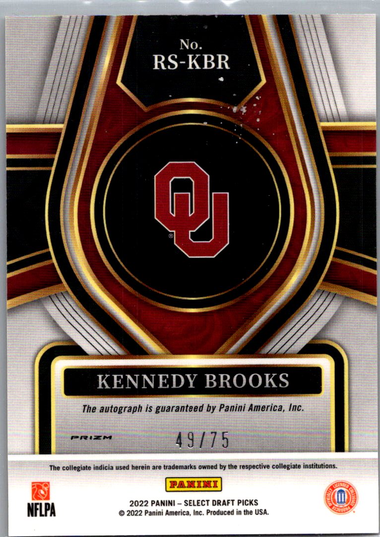 2022 Panini Select Draft Picks Kennedy Brooks #RS-KBR /75 Auto