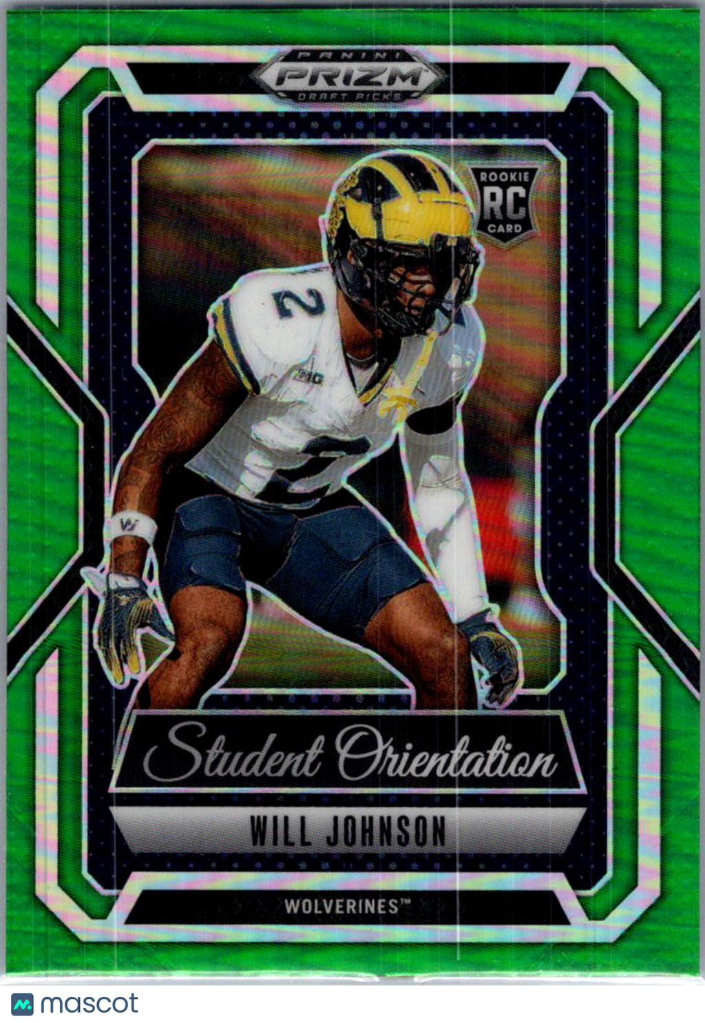2025 Panini Prizm Draft Picks Student Orientation Will Johnson #18 Green RC