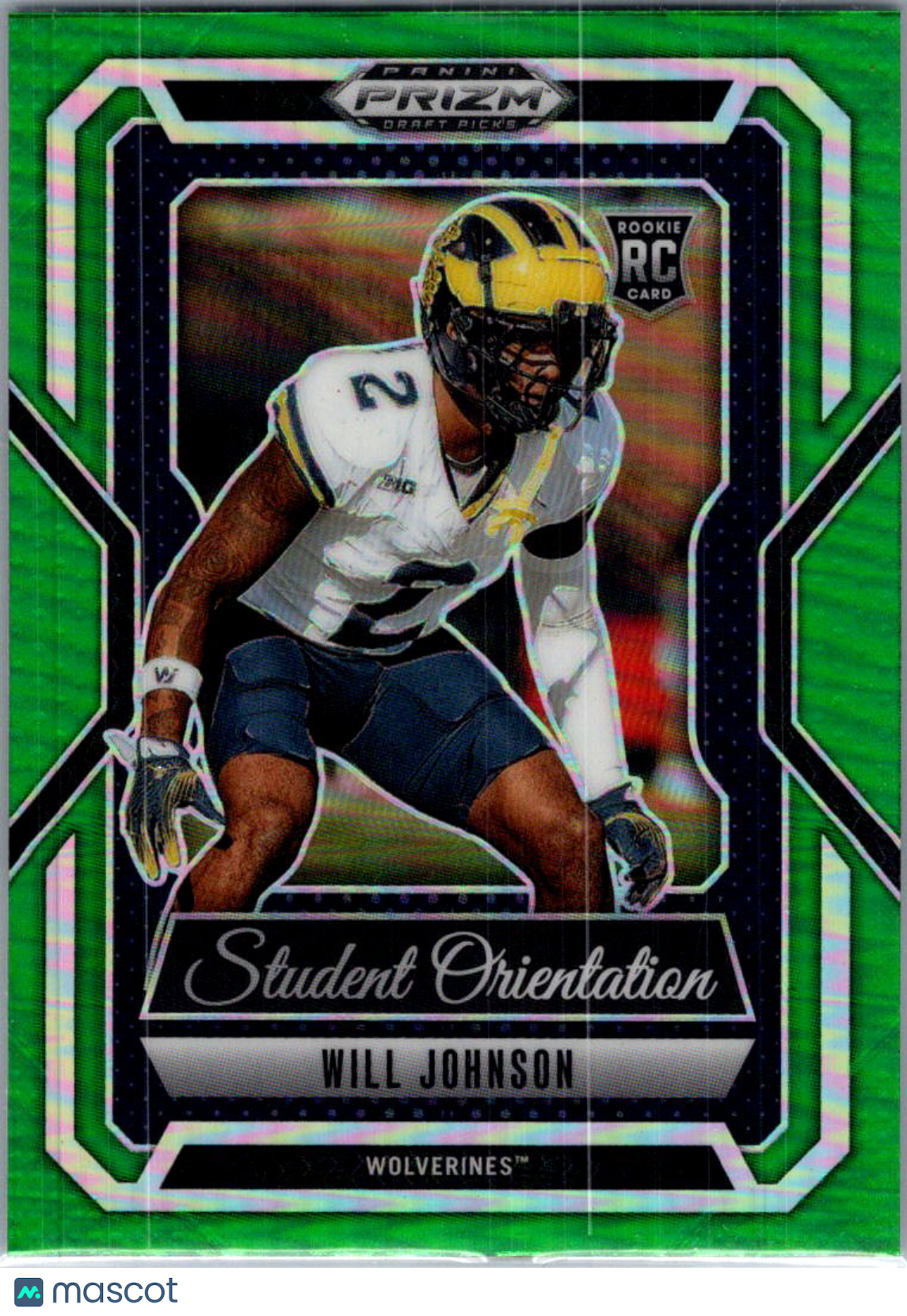 2025 Panini Prizm Draft Picks Student Orientation Will Johnson #18 Green RC