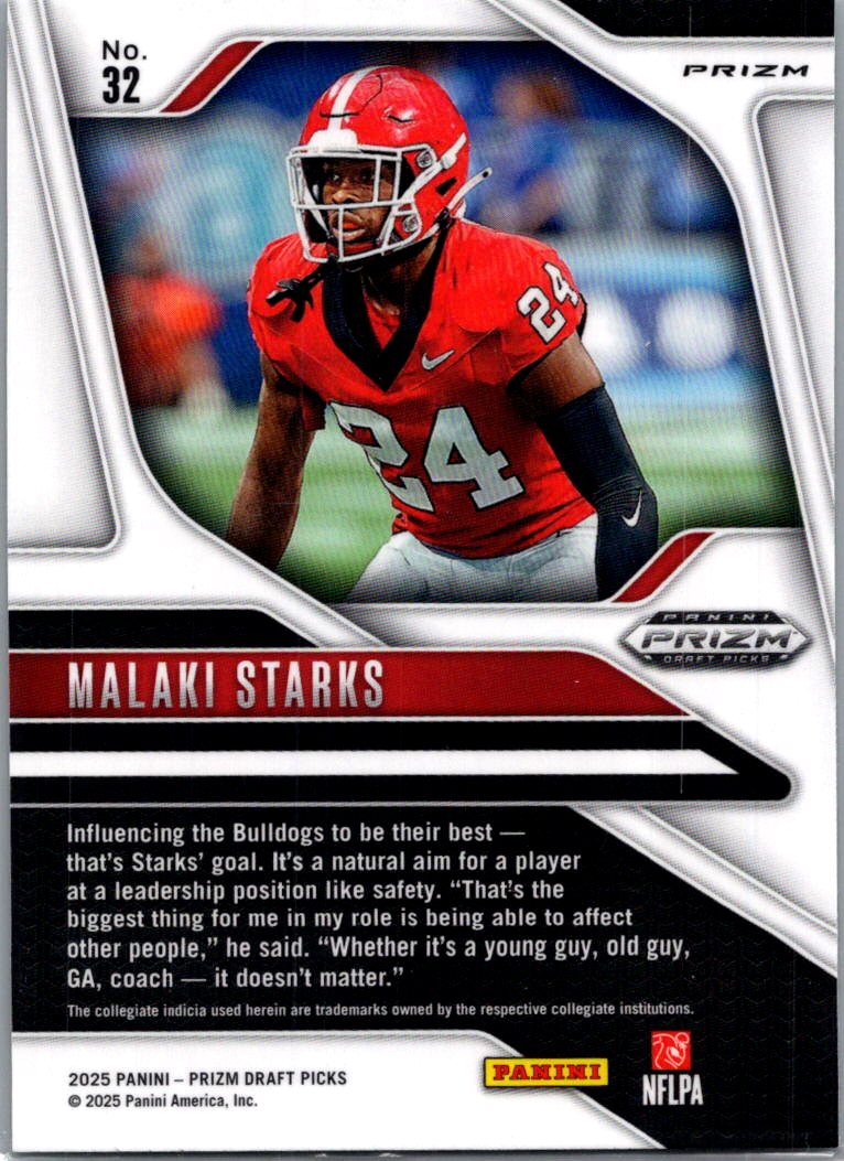 2025 Panini Prizm Draft Picks Malaki Starks #32 Green RC