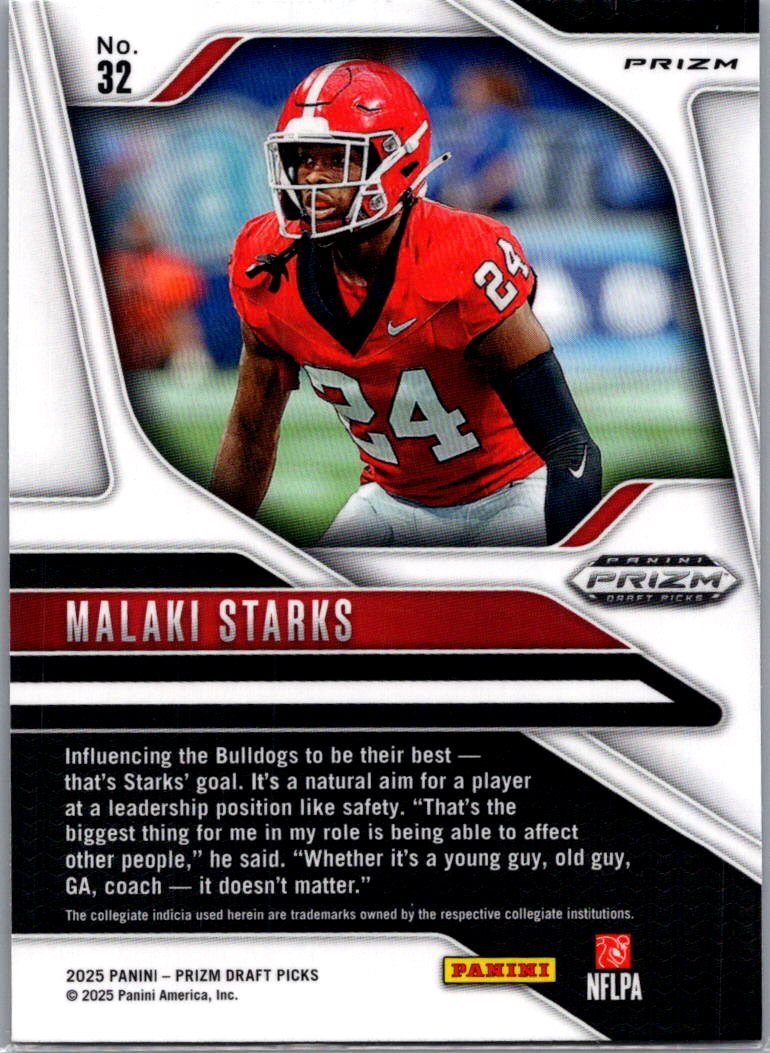2025 Panini Prizm Draft Picks Malaki Starks #32 Purple Wave RC
