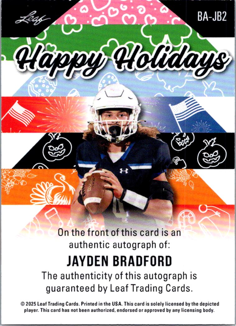 2025 Leaf Happy Holidays Jayden Bradford #BA-JB2 Auto