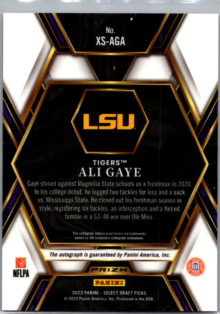 2023 Panini Select Draft Picks Ali Gaye #XS-AGA Autograph RC Auto