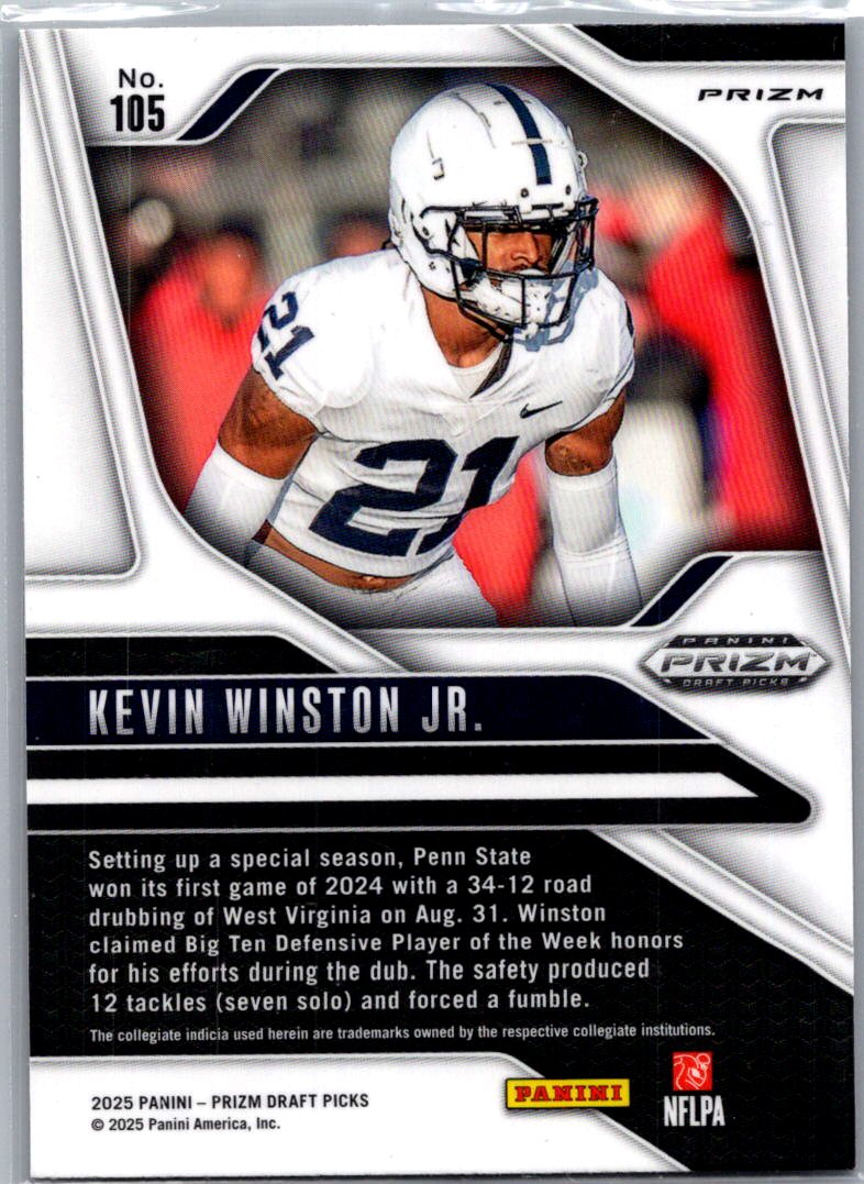 2025 Panini Prizm Draft Picks Kevin Winston Jr. #105 Purple Wave RC