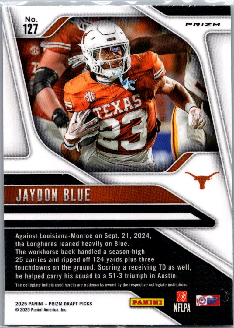 2025 Panini Prizm Draft Picks Jaydon Blue #127 Green RC