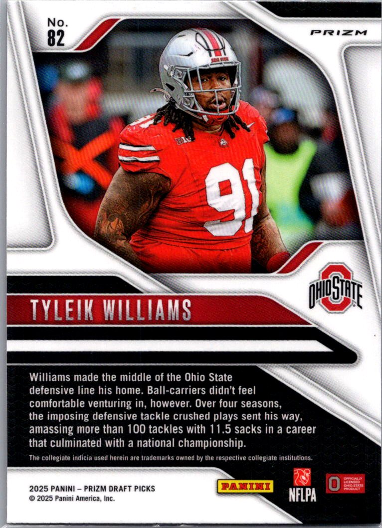 2025 Panini Prizm Draft Picks Tyleik Williams #82 Purple Wave RC
