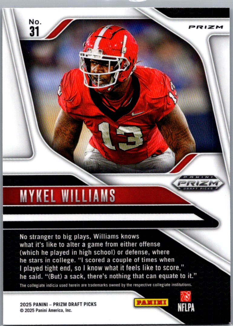 2025 Panini Prizm Draft Picks Mykel Williams #31 Purple Wave RC