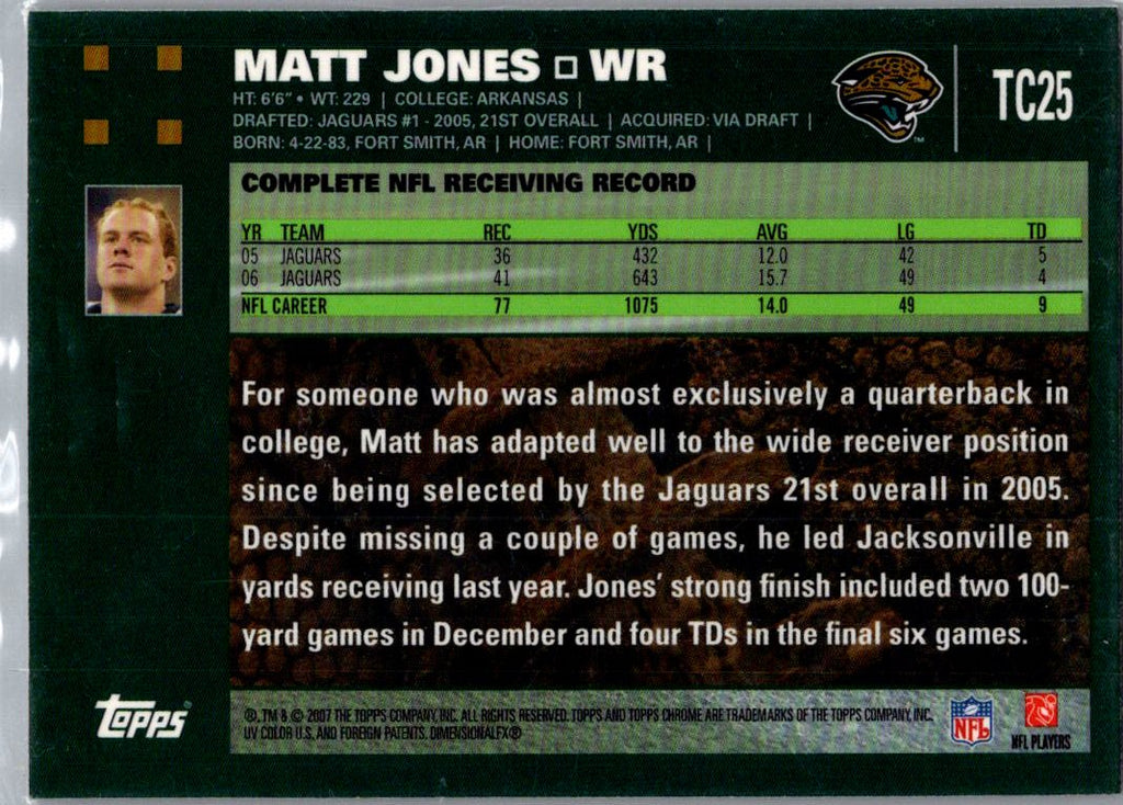 2007 Topps Chrome Matt Jones #TC25