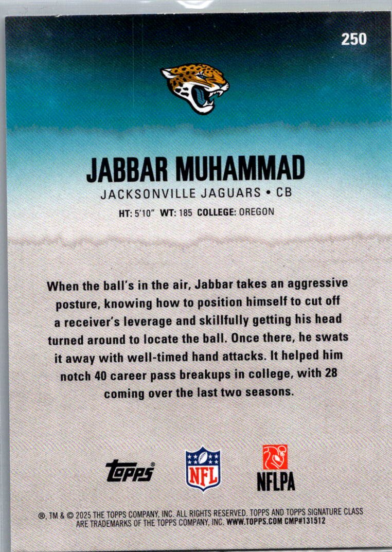 2025 Topps Composite Jabbar Muhammad #250 Yellow & Black RC