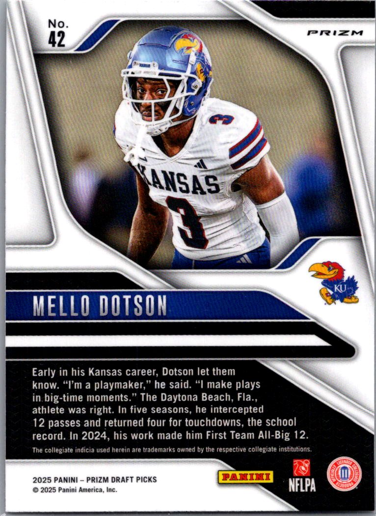 2025 Panini Prizm Draft Picks Mello Dotson #42 Purple RC